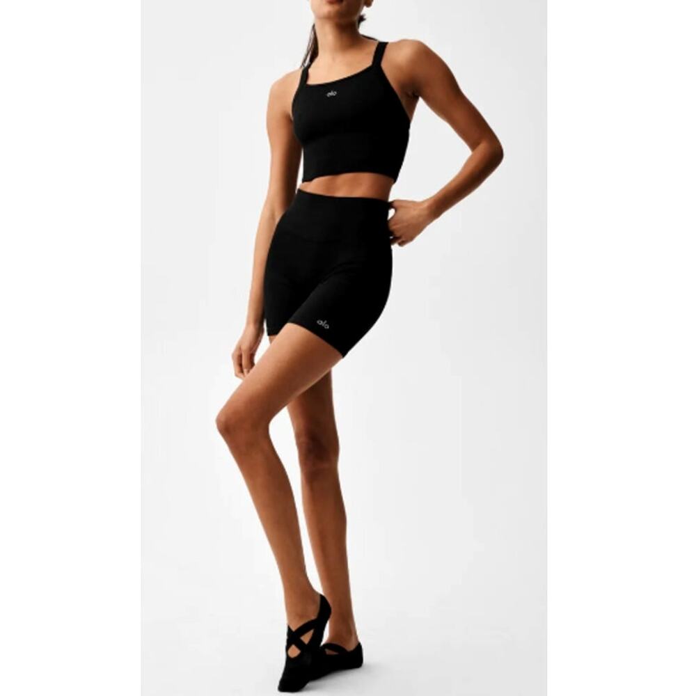 Alo Yoga Black Seamless Ribbed Favorite Bra Tank Size XS - Picture 2 of 9